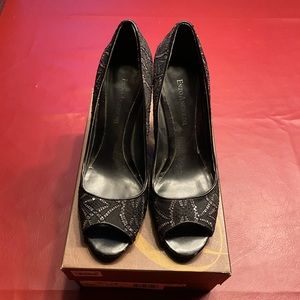 Enzo Angiolini black and silver sparkle pumps